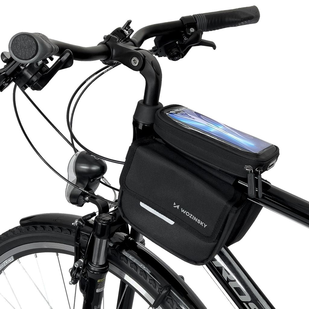 Wozinsky Waterproof Bike Frame Bag with Phone Case - Black