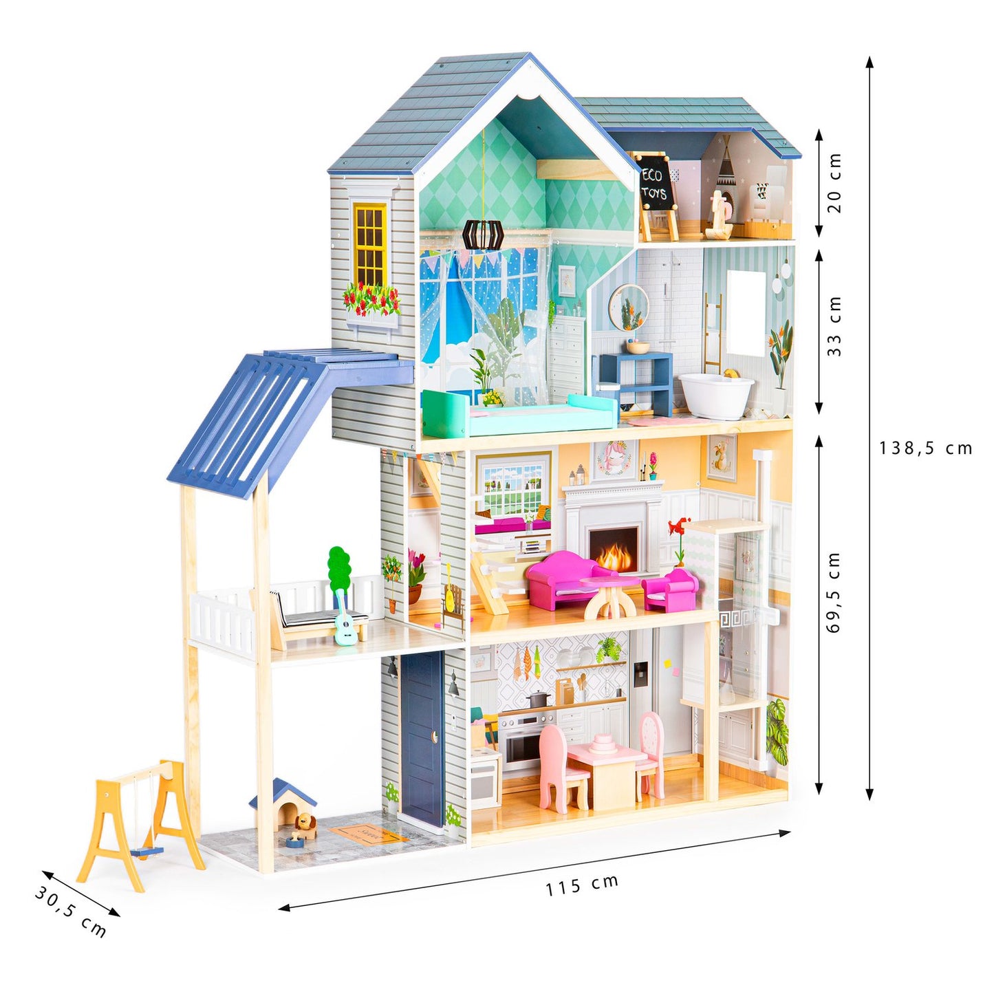 XXL dollhouse Maya Residence 28 pieces ECOTOYS