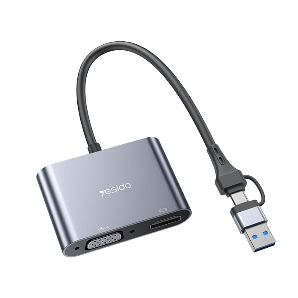 Yesido USB-A/USB-C to HDMI/VGA Screen Splitter Adapter