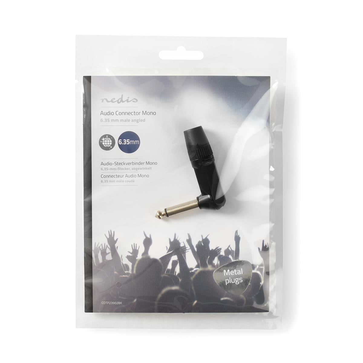 audio connector | Angled | Male | Nickel Plated | Solder | Cable input diameter: 8.0 mm | Aluminum | Black | Plastic bag | 1 pc.