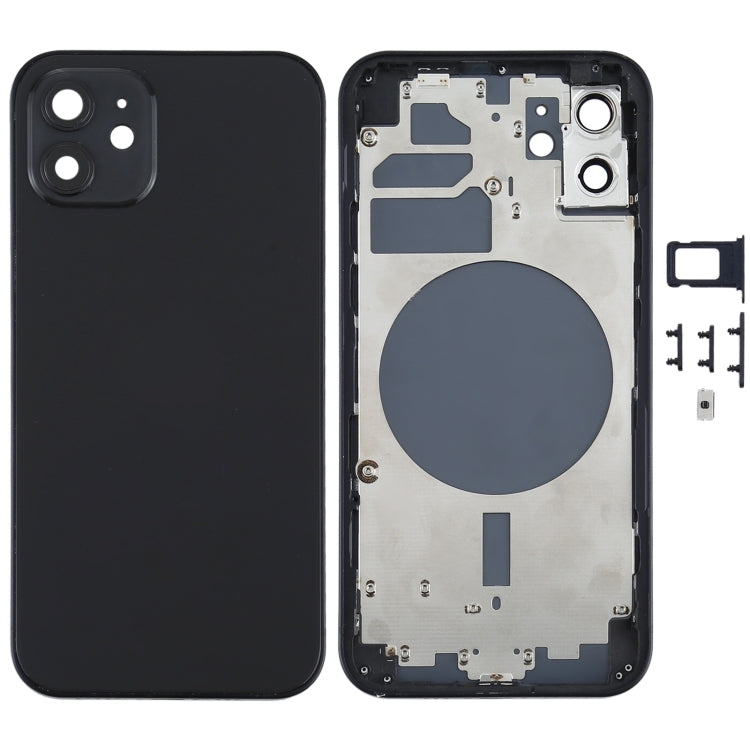 iPhone 12 Full Back Cover Glass with Frame - Black