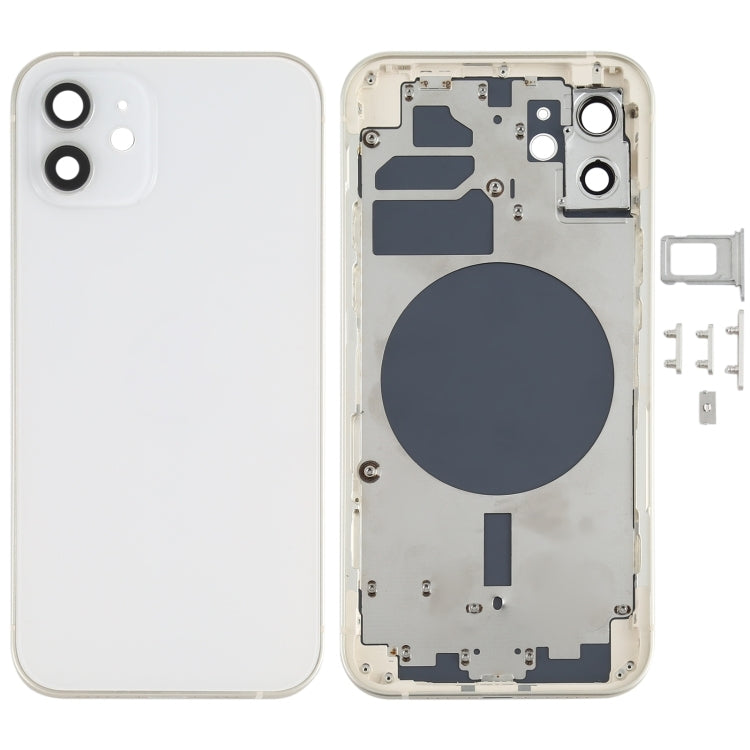 iPhone 12 Full Back Cover Glass with Frame - White