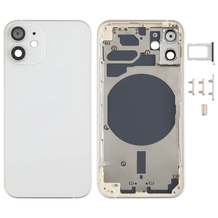 iPhone 12 Mini Komplett Bakskal Glas Med Ram - Vit