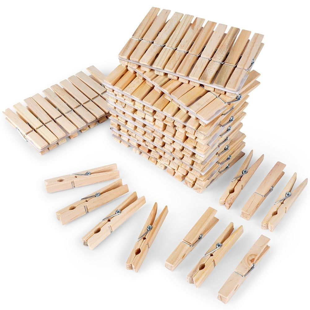 100 Strong and Durable Wooden Clothespins for Laundry