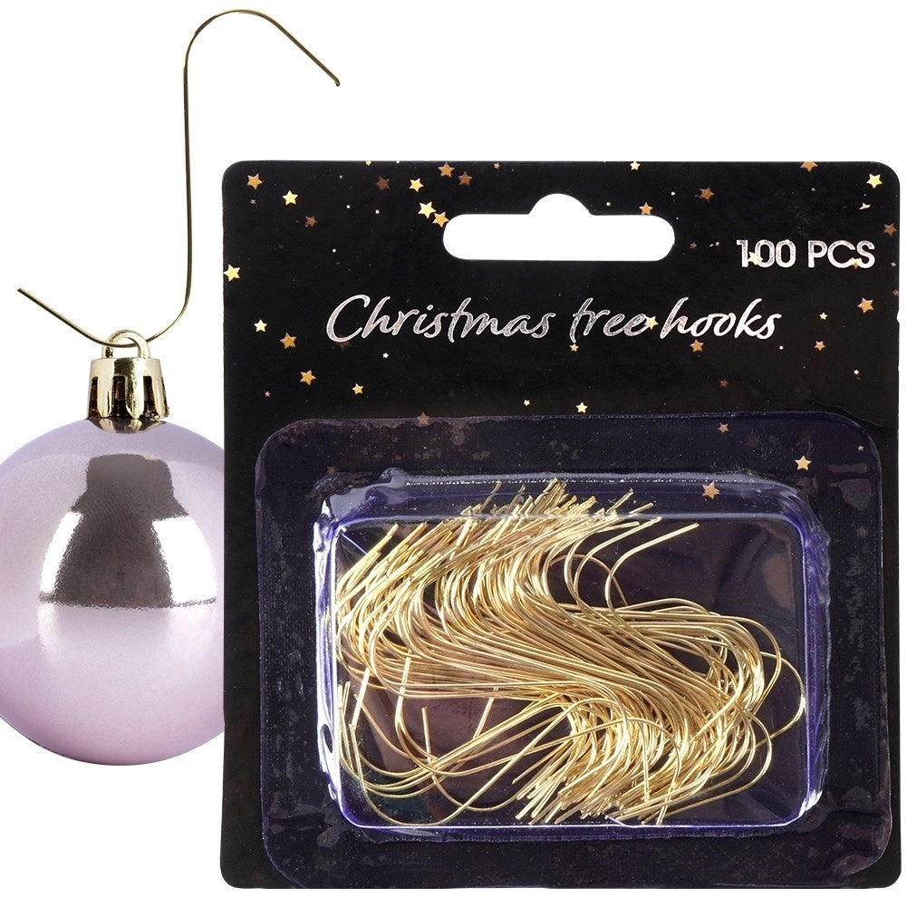 100 gold hooks 4 cm for Christmas tree balls - easy hanging