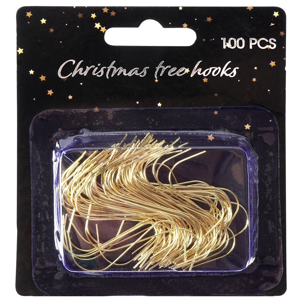 100 gold hooks 4 cm for Christmas tree balls - easy hanging