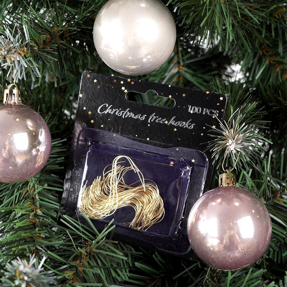 100 gold hooks 4 cm for Christmas tree balls - easy hanging