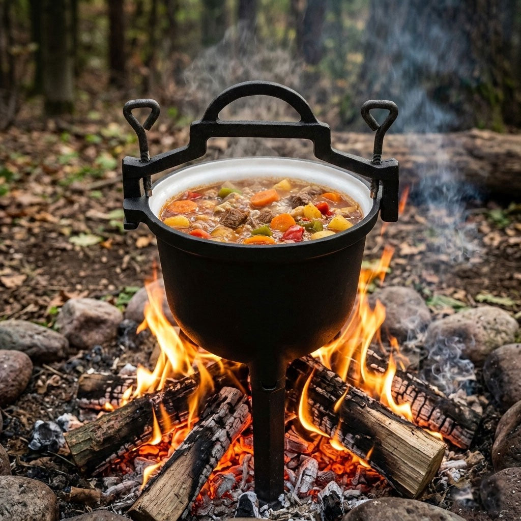 10L Cast Iron Enameled Cauldron for Campfires