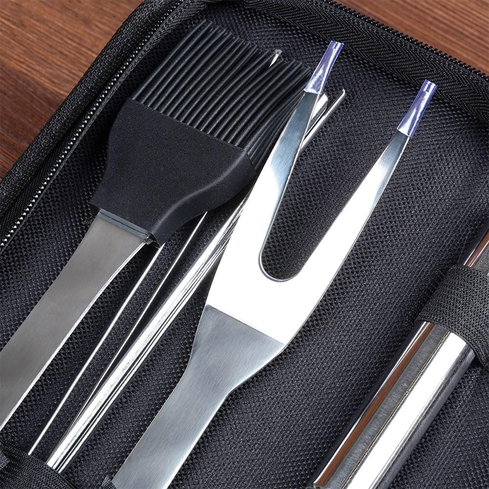 10 essential grilling tools in bag, stainless steel
