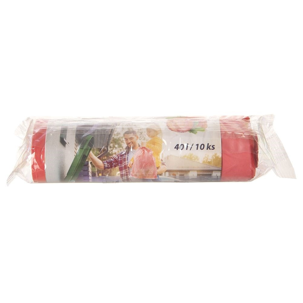 10-pack red garbage bags 40L with strawberry scent and drawstring