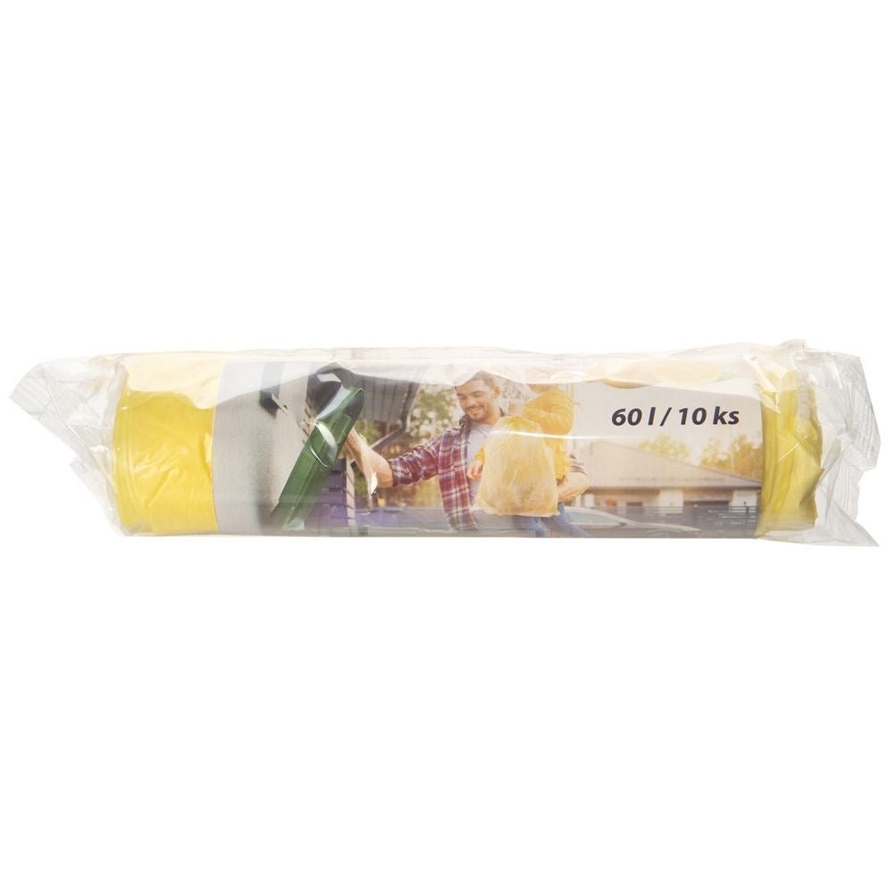 10 yellow garbage bags 60L HDPE with lemon scent and drawstring