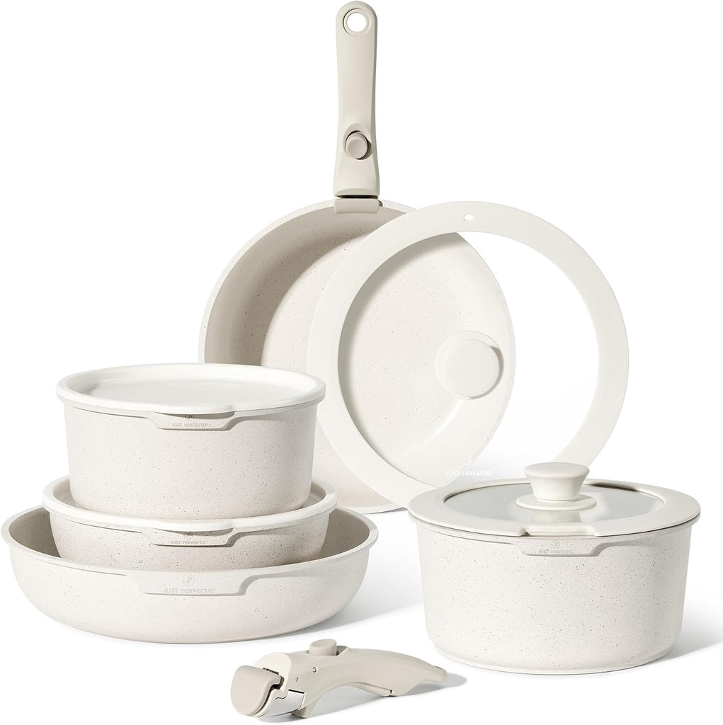 11-Piece Granite Cookware Set, Removable Handles