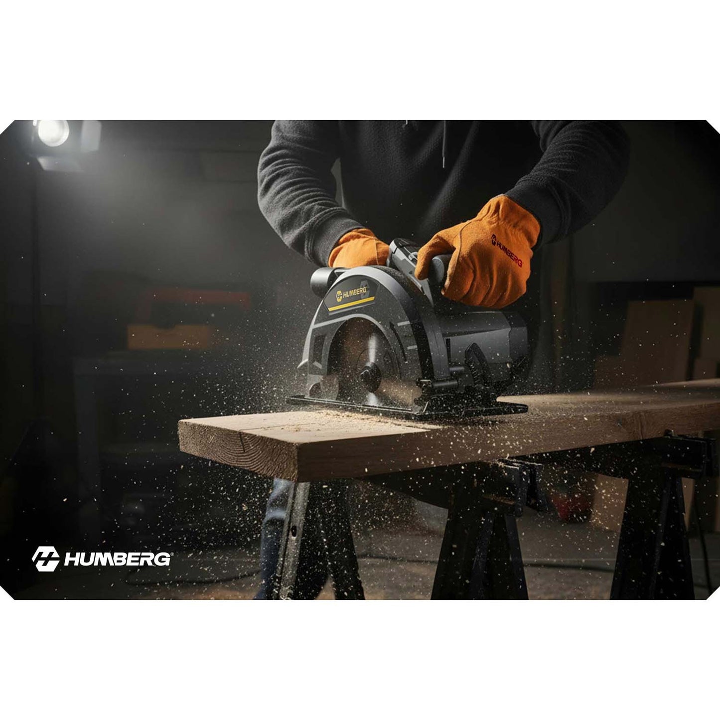 1200 W Humberg HM-420 circular saw for wood with guide bar and dust extraction