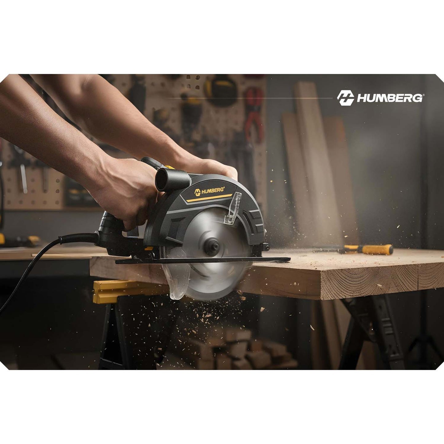 1200 W Humberg HM-420 circular saw for wood with guide bar and dust extraction