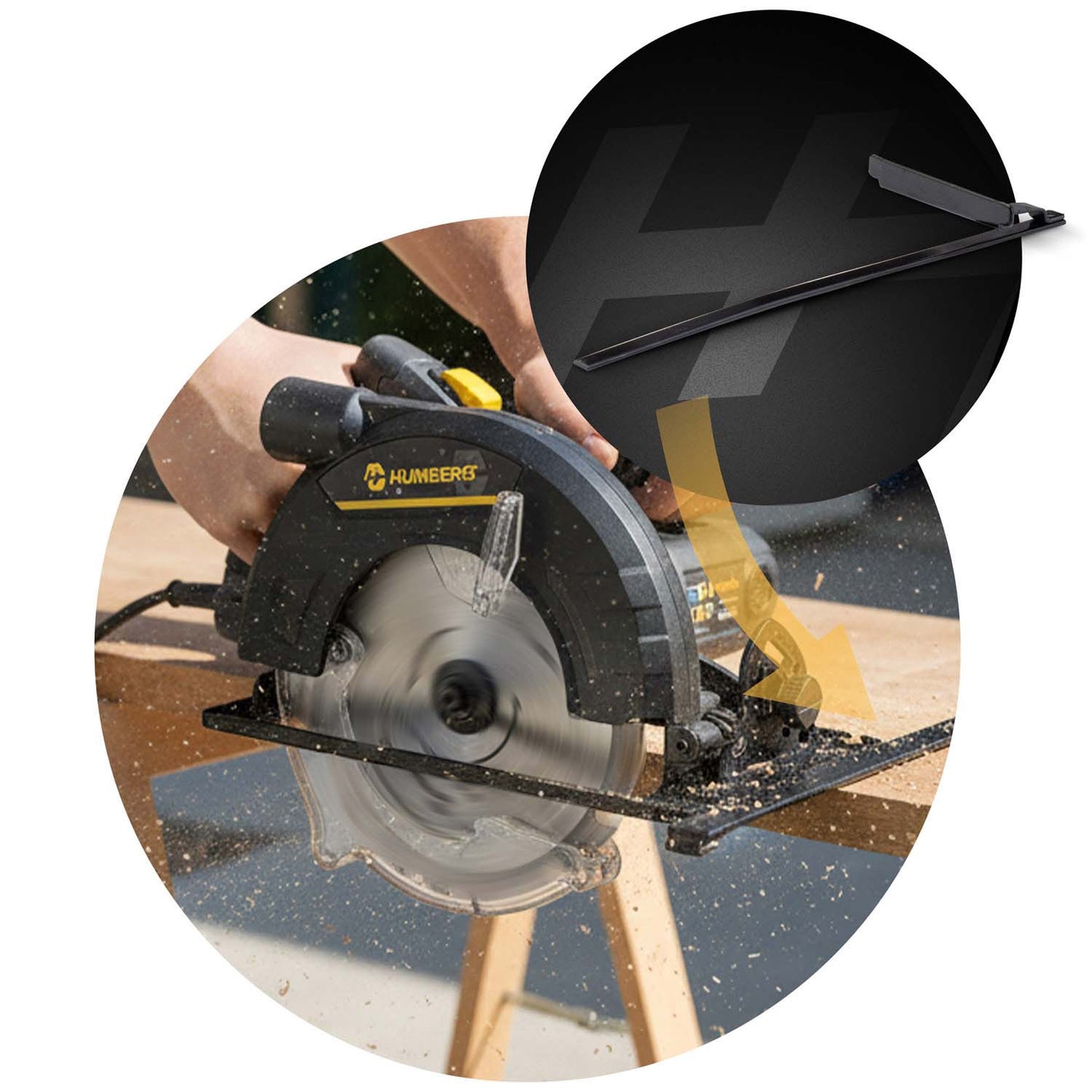 1200 W Humberg HM-420 circular saw for wood with guide bar and dust extraction