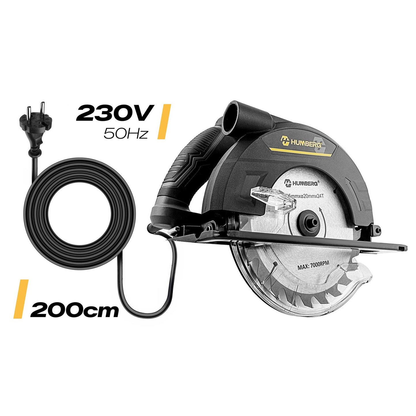 1200 W Humberg HM-420 circular saw for wood with guide bar and dust extraction