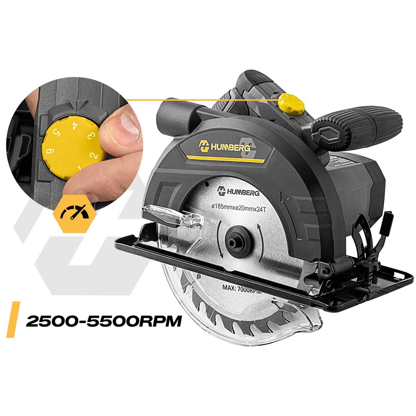 1200 W Humberg HM-420 circular saw for wood with guide bar and dust extraction