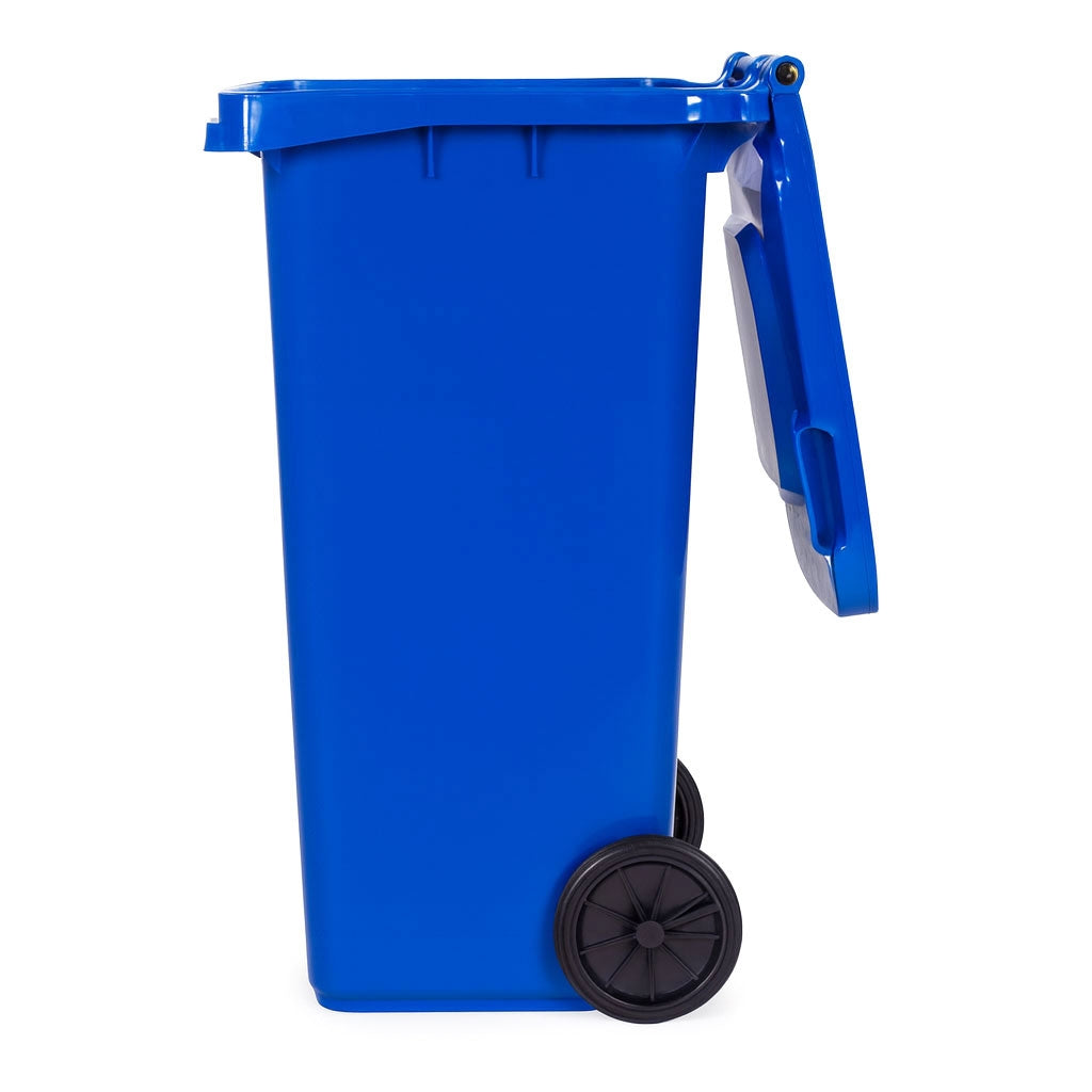 120L Blue Paper Waste Bin with Rubber Wheels