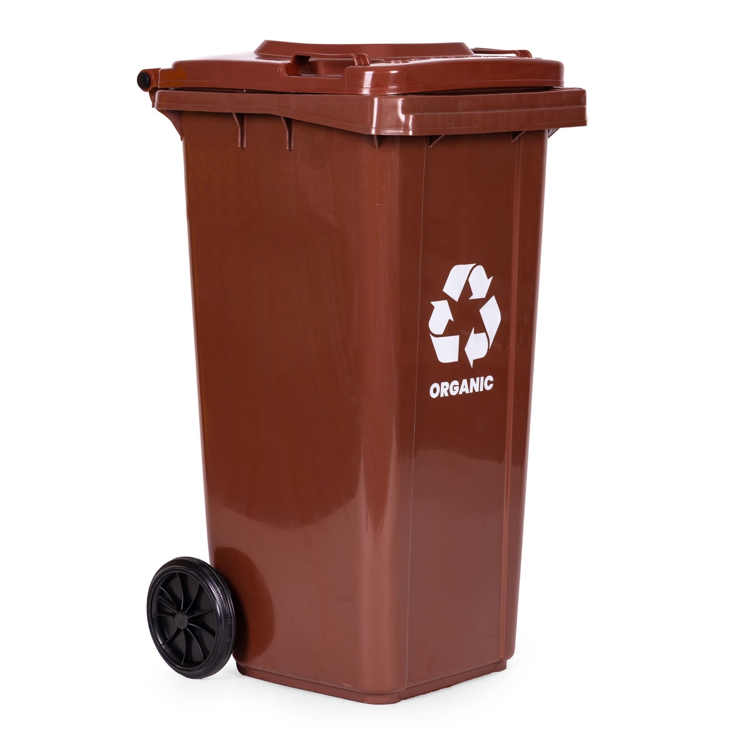120L Brown Bio Waste Bin with Rubber Wheels