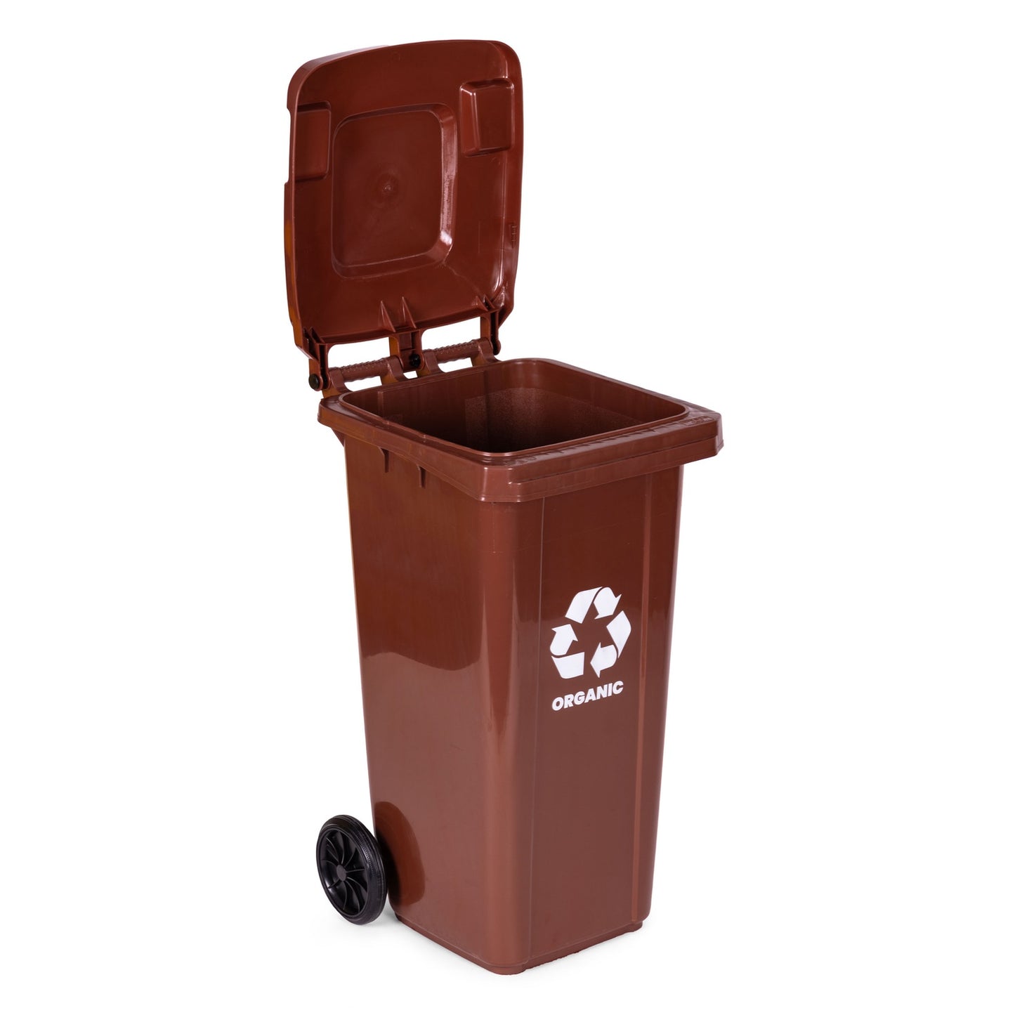 120L Brown Bio Waste Bin with Rubber Wheels