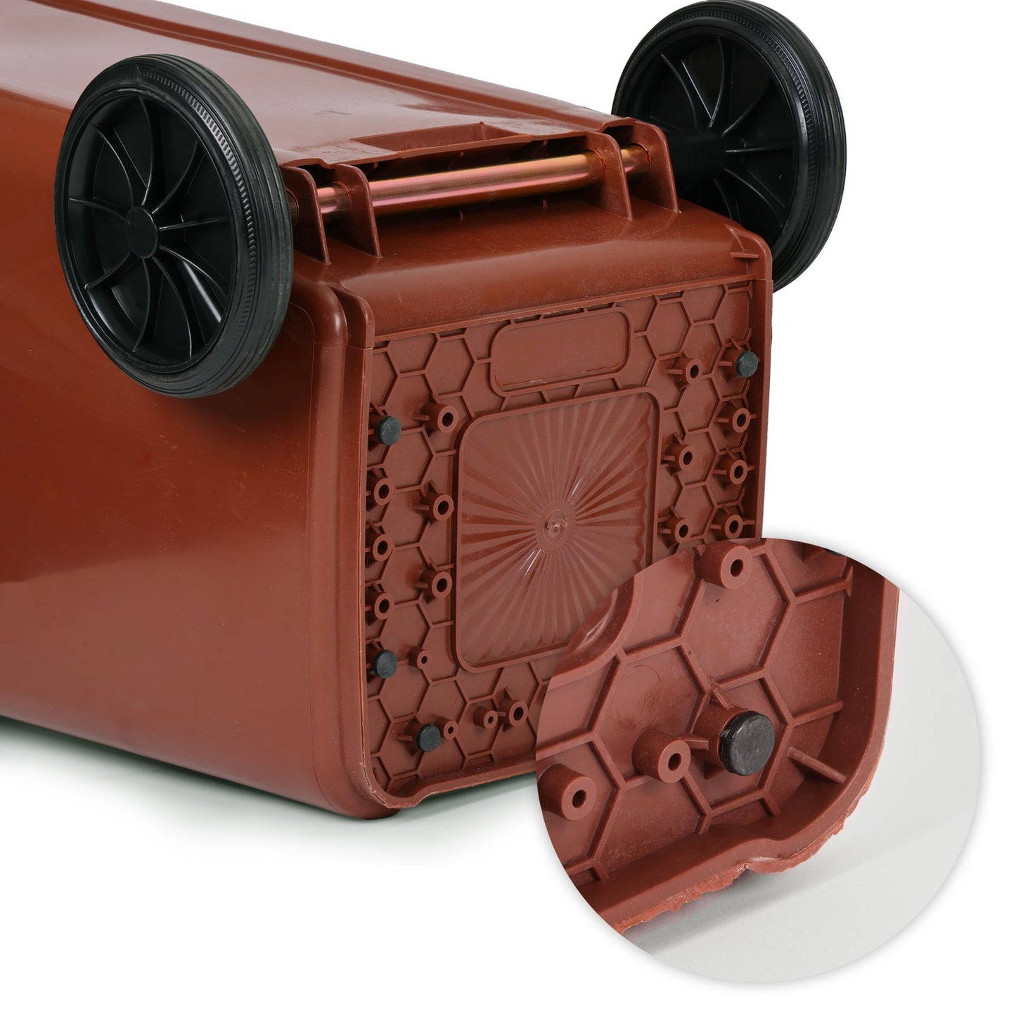 120L Brown Bio Waste Bin with Rubber Wheels
