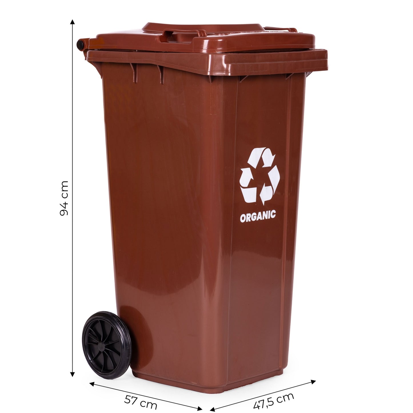 120L Brown Bio Waste Bin with Rubber Wheels