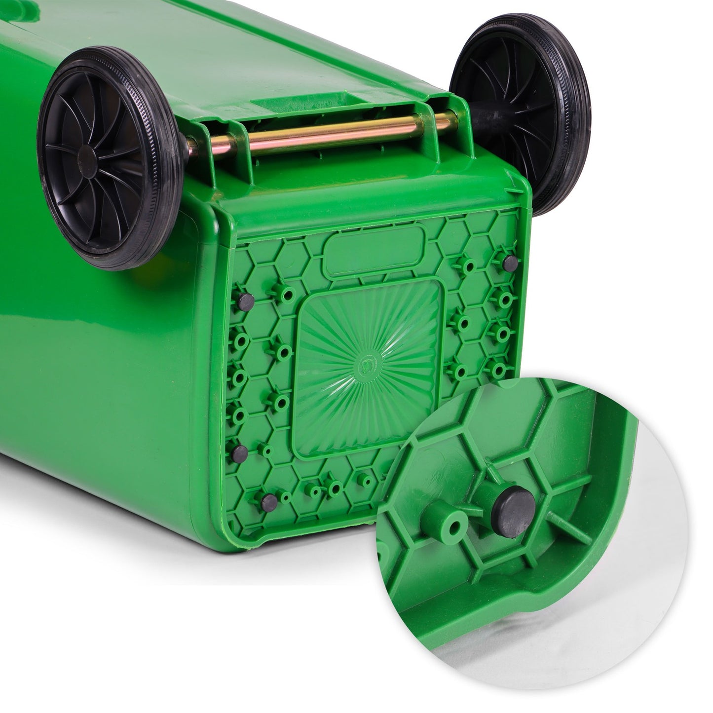 120L Green Glass Waste Bin with Rubber Wheels
