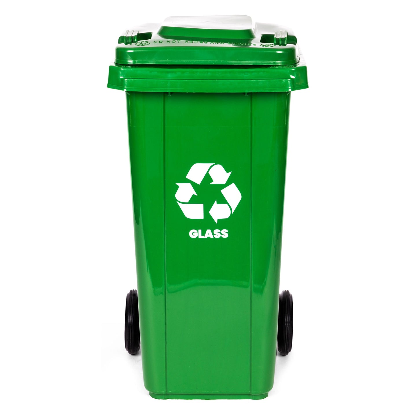 120L Green Glass Waste Bin with Rubber Wheels