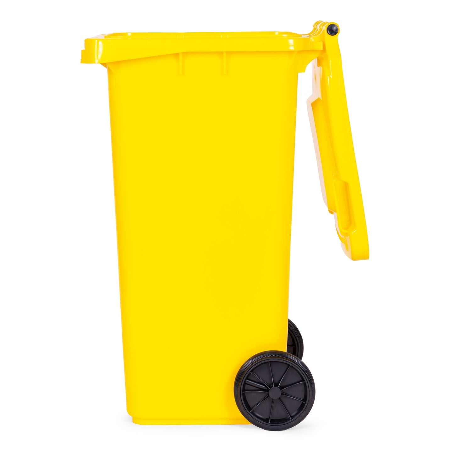 120L Yellow HDPE Waste Bin with Rubber Wheels