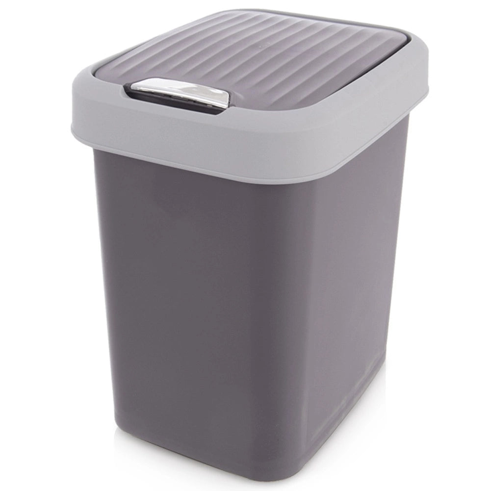 12L Gray Plastic Waste Bin with Swing Lid