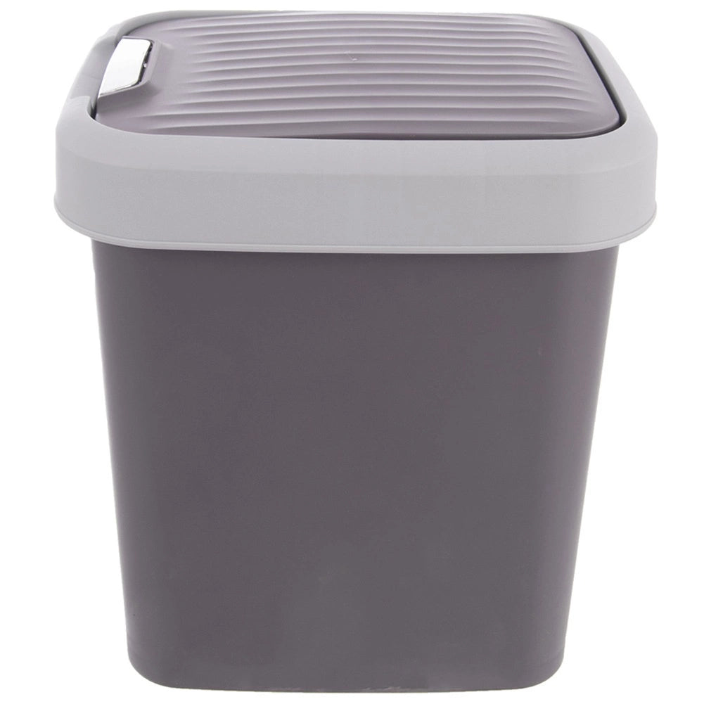 12L Gray Plastic Waste Bin with Swing Lid