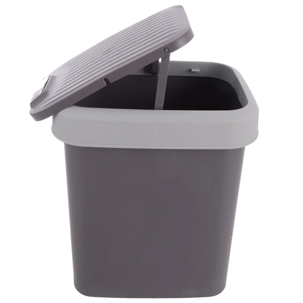 12L Gray Plastic Waste Bin with Swing Lid