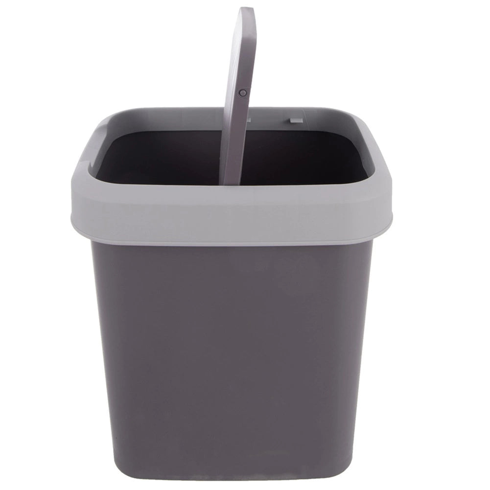 12L Gray Plastic Waste Bin with Swing Lid