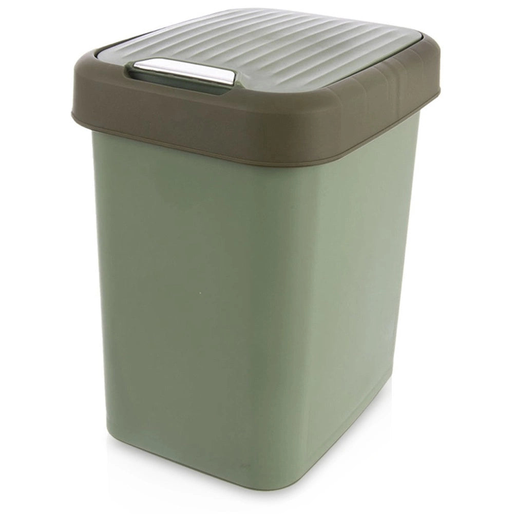 12L Green Plastic Waste Bin with Tilt Lid