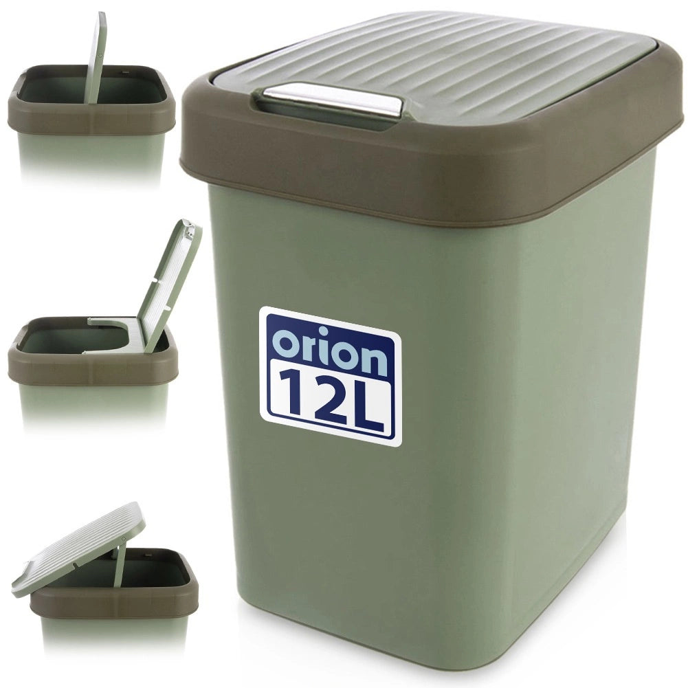 12L Green Plastic Waste Bin with Tilt Lid