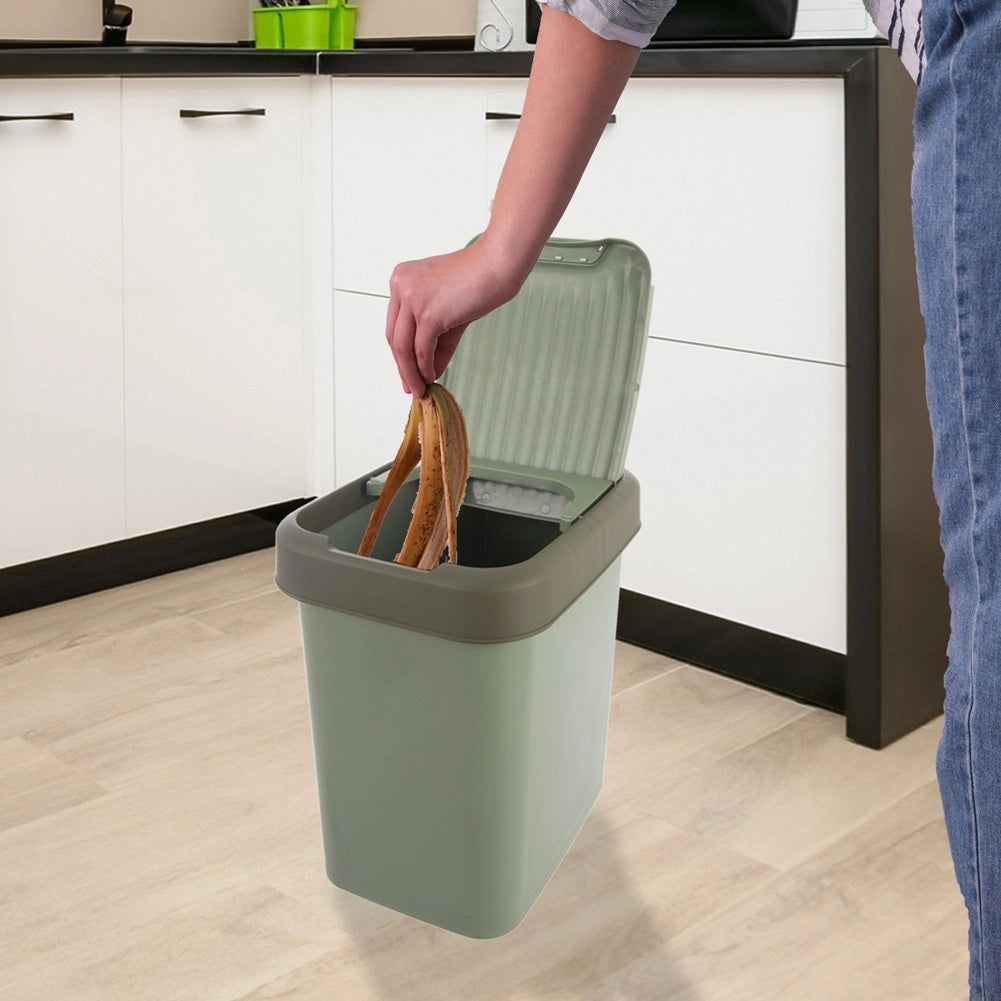 12L Green Plastic Waste Bin with Tilt Lid