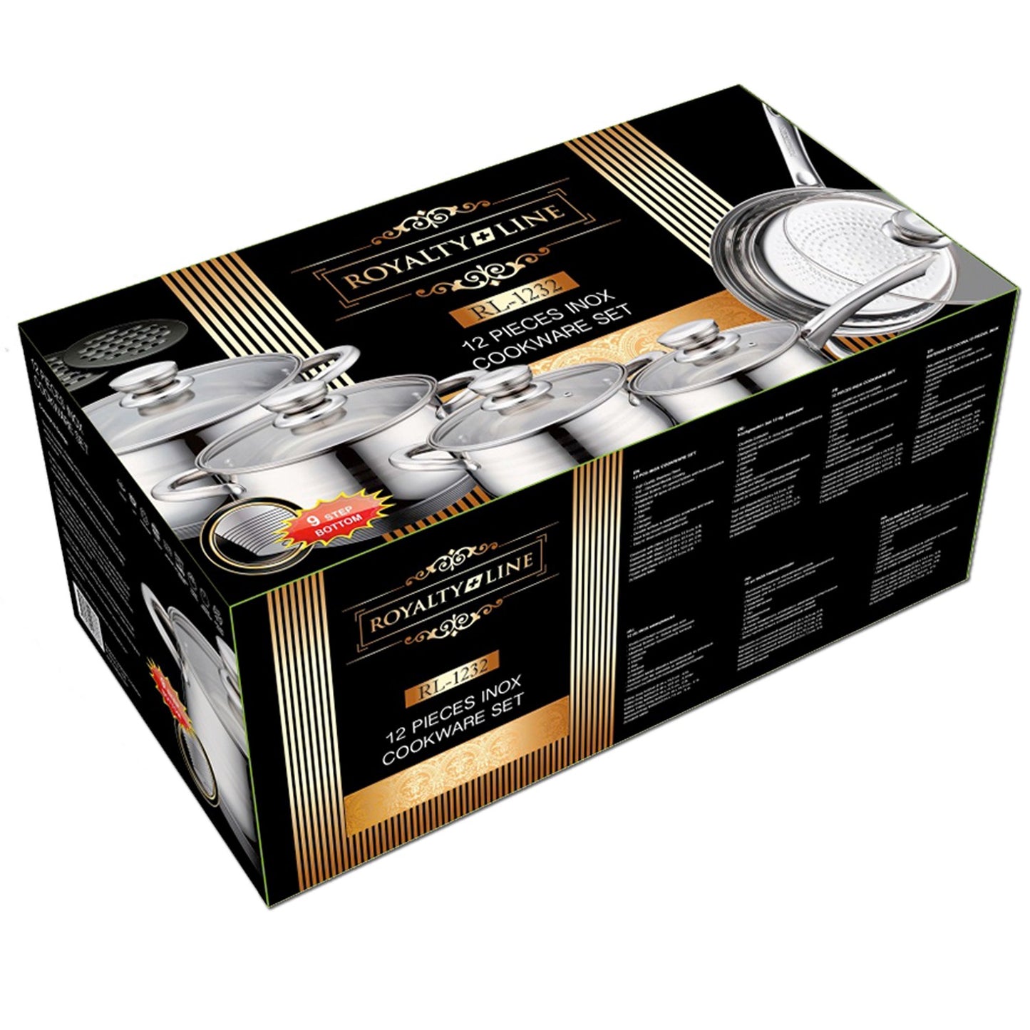 12-Piece Stainless Steel Cookware Set with Glass Lids