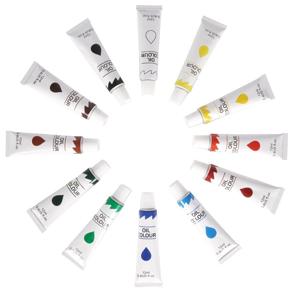 12 colorful oil paints in tubes - Perfect for all artists