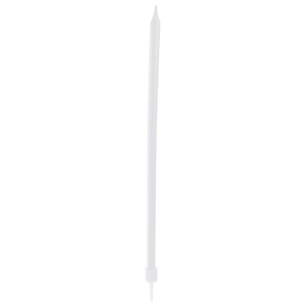 12 long white cake candles with holders, 14.5 cm