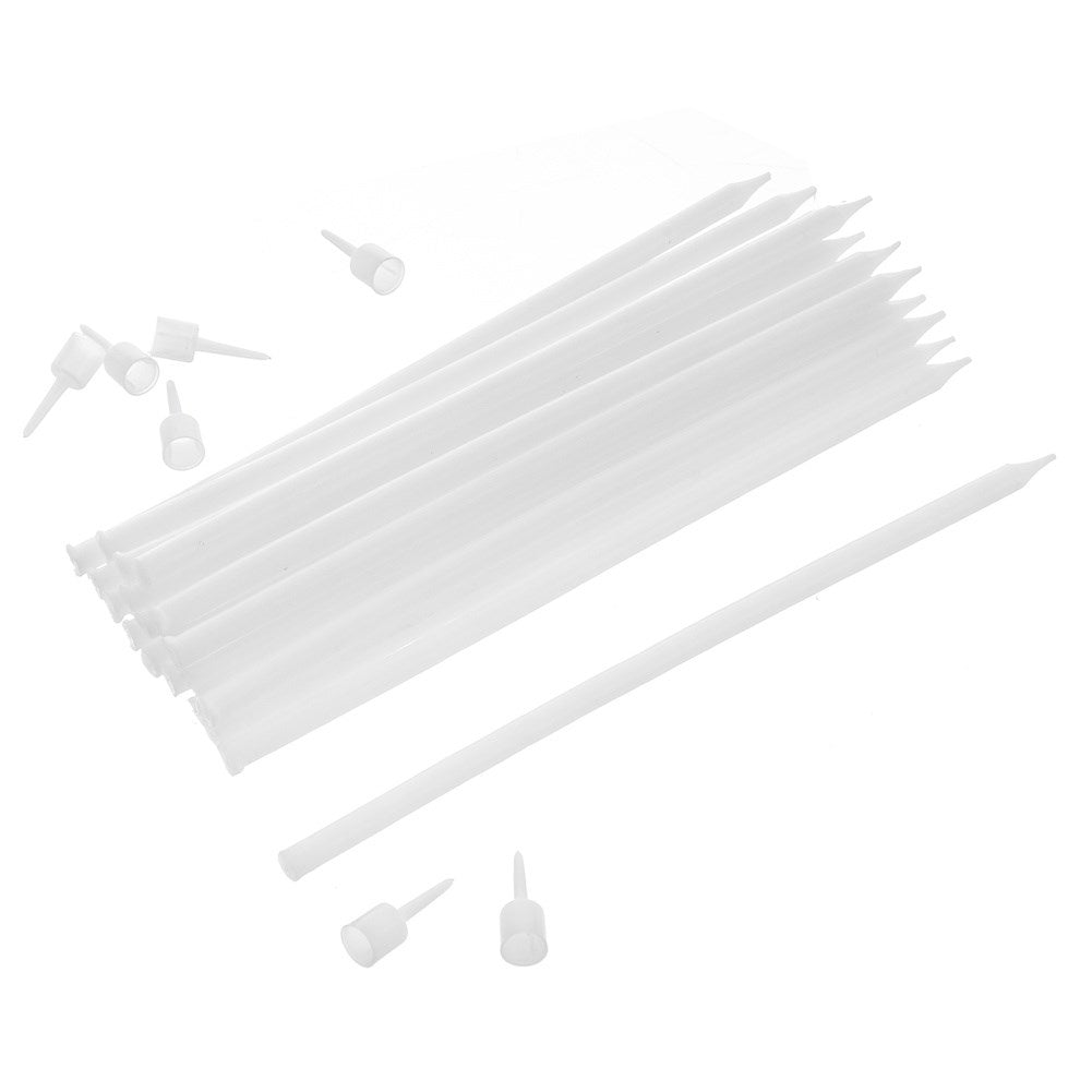 12 long white cake candles with holders, 14.5 cm