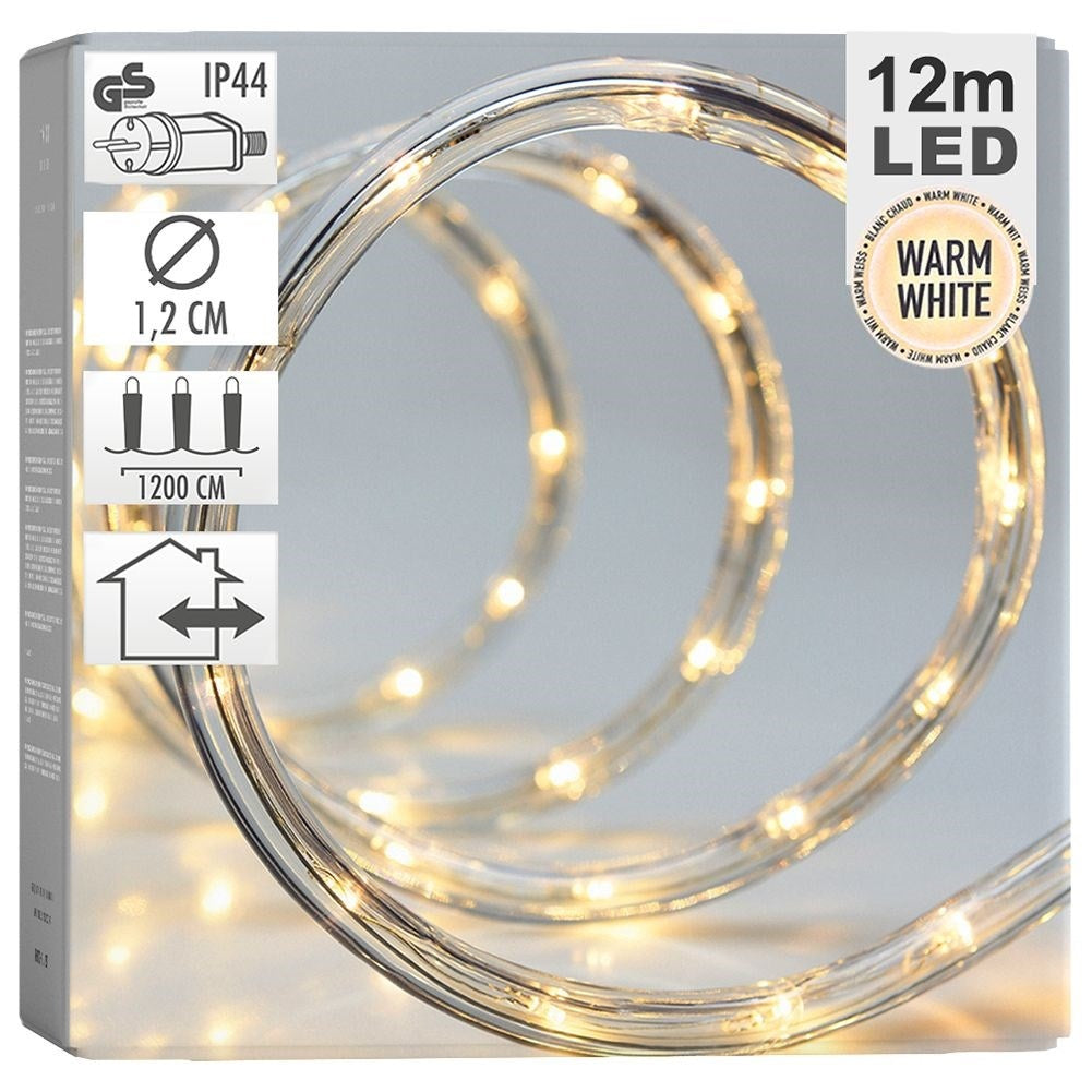 12m LED light string, transparent cable, indoor and outdoor use