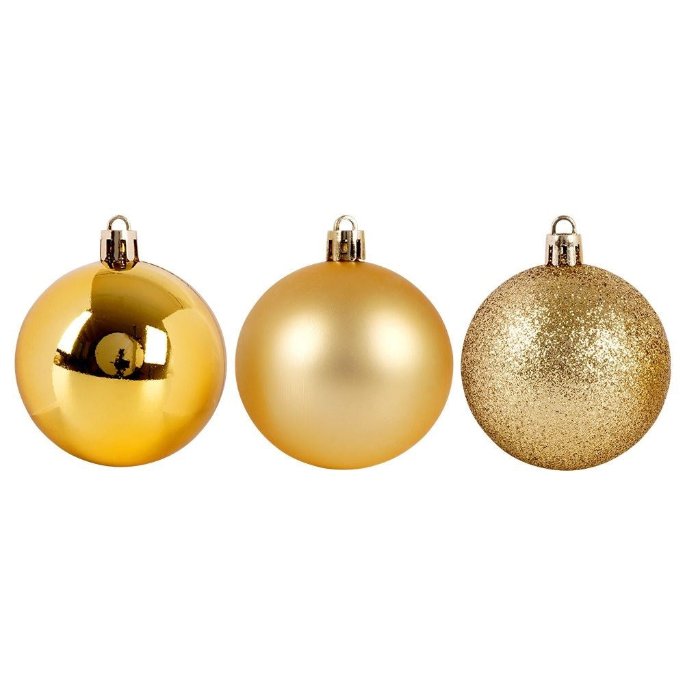 12 unbreakable Christmas baubles: glittery, matte & shiny gold