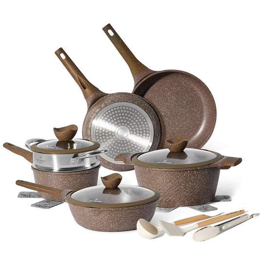 14-Piece Granite Non-Stick Cookware Set, Induction Safe