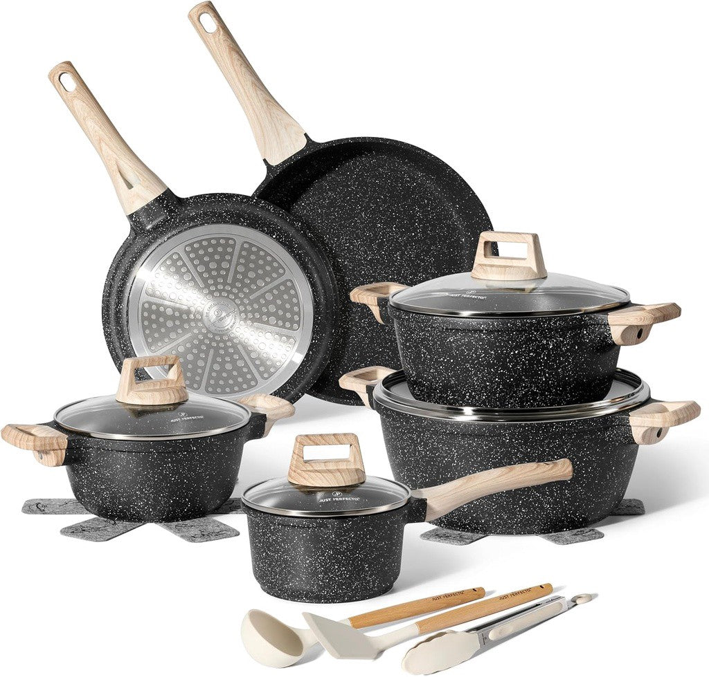 15-Piece Granite Cookware Set, Non-Stick, Induction Ready