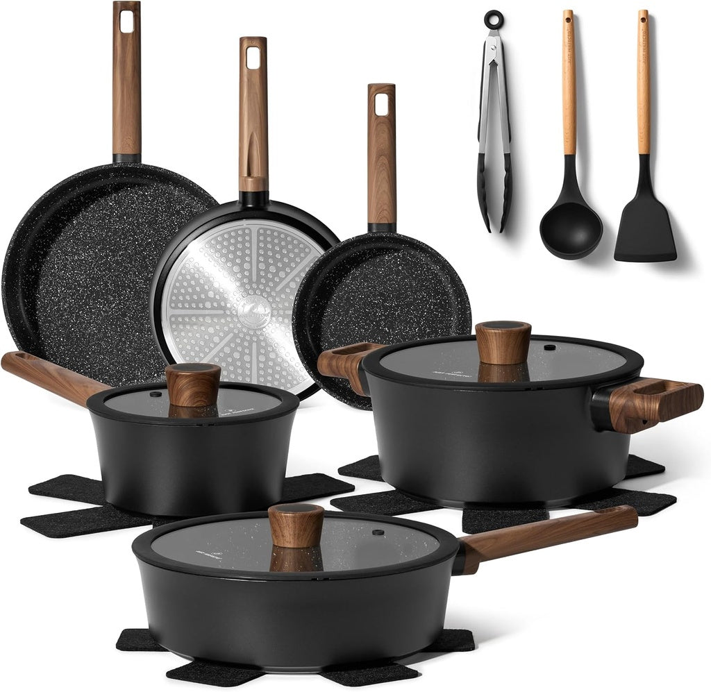15-Piece Granite Induction Cookware Set, Non-Stick