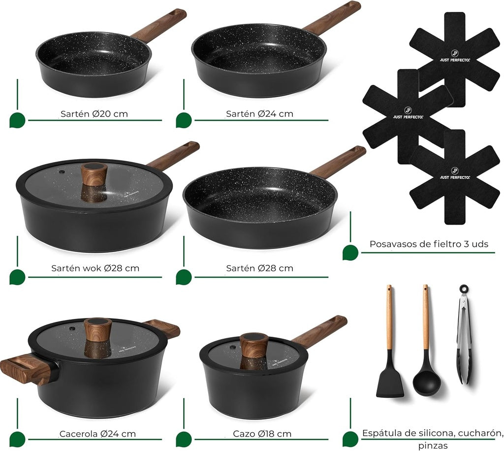 15-Piece Granite Induction Cookware Set, Non-Stick