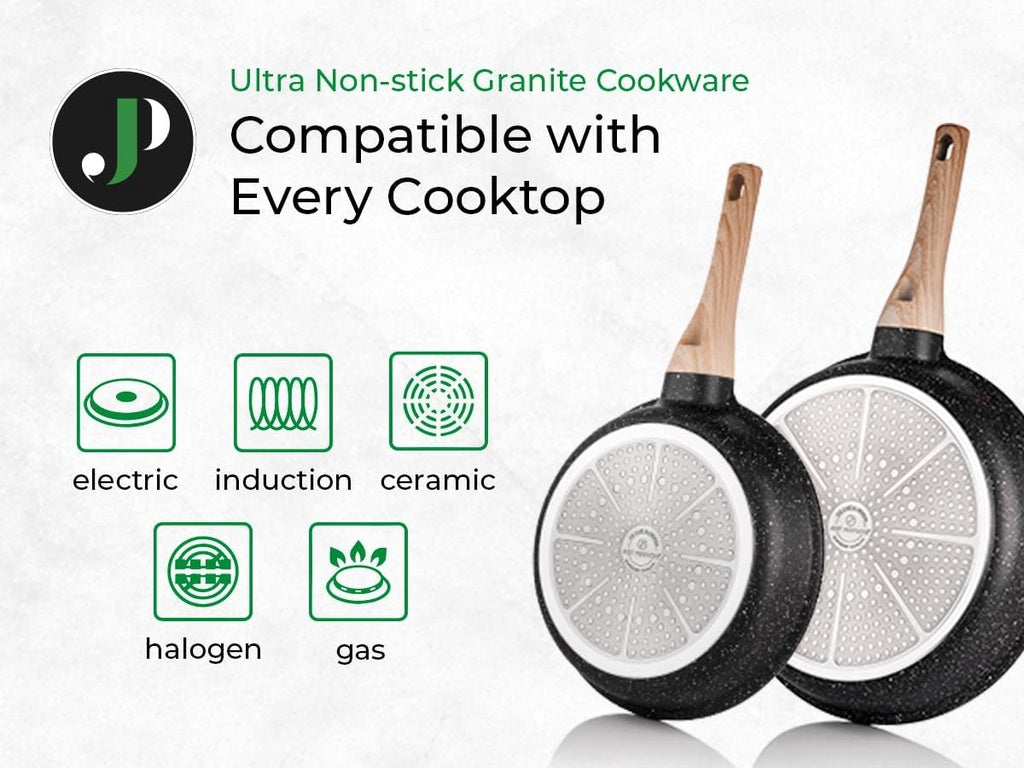 15-Piece Granite Non-Stick Cookware Set – Black