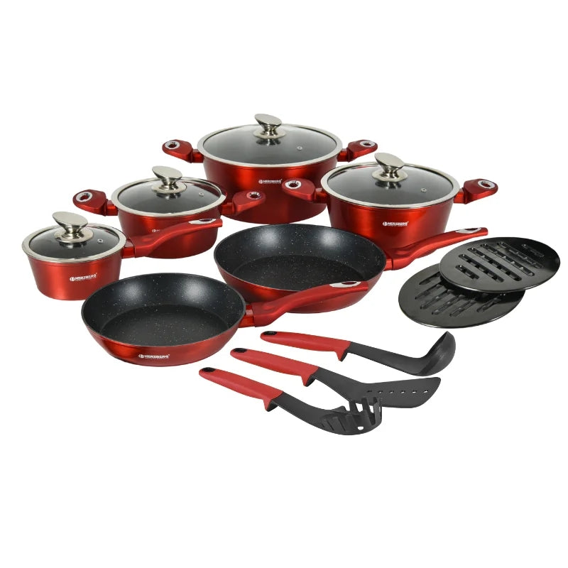 15-Piece Marble Coated Cookware Set, Induction-Ready