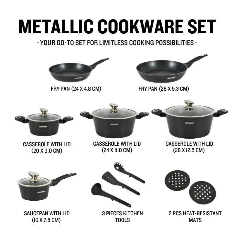 15-Piece Marble Coated Cookware Set, Induction Ready