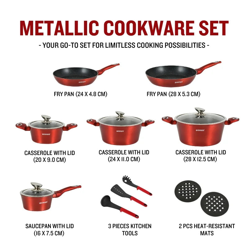 15-Piece Marble Coated Cookware Set, Induction-Ready